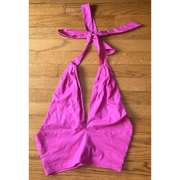 STAUD Women's Sea Skirt Peony Pink Poplin Smocked Kai Top Size 6 - Picture 5 of 7